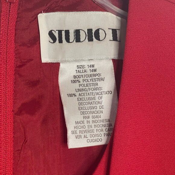 Studio I Vintage Women's 14W Jacket Dress Red / Red Embroidered, Beads - Picture 7 of 14